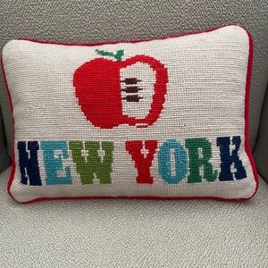 Jonathan Adler NEW YORK Apple Pillow Needlepoint